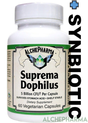 Suprema Dophilus Authentic ( Danisco -BEARS- Poly Matrix Stomach Acid Resistant Strains ) w/ arabinogalactans-Probiotics-AlchePharma-60 Veg Caps-AlchePharma
