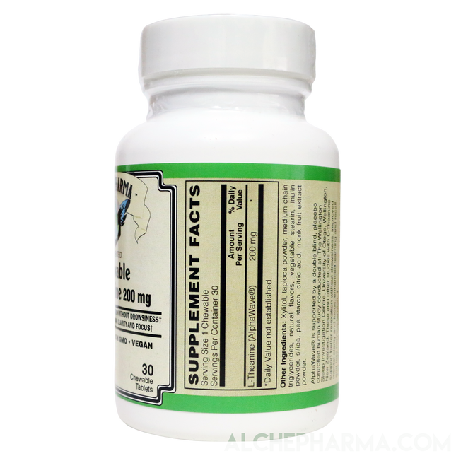 Theanine 200Mg Chewable AlphaWave? Fermented Vegan Lemonade Flavor-Vitamins & Supplements-AlchePharma