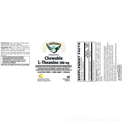 Theanine 200Mg Chewable AlphaWave? Fermented Vegan Lemonade Flavor-Vitamins & Supplements-AlchePharma