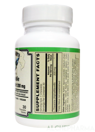 Theanine 200Mg Chewable AlphaWave® Fermented Vegan Lemonade Flavor-Vitamins & Supplements-AlchePharma
