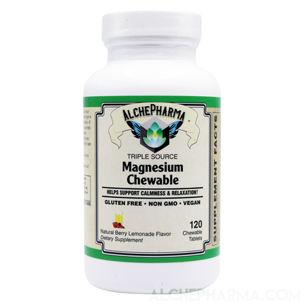 Triple Source Chewable Magnesium Aquamin® Citrate and Chelate Vegan, great tasting Berry Lemonade-Vitamins & Supplements-AlchePharma