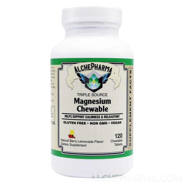 Triple Source Chewable Magnesium Aquamin® Citrate and Chelate Vegan, great tasting Berry Lemonade-Vitamins & Supplements-AlchePharma