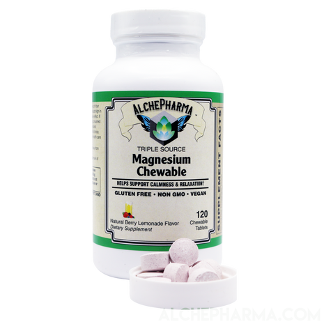 Triple Source Chewable Magnesium Aquamin® Citrate and Chelate Vegan, great tasting Berry Lemonade-Vitamins & Supplements-AlchePharma
