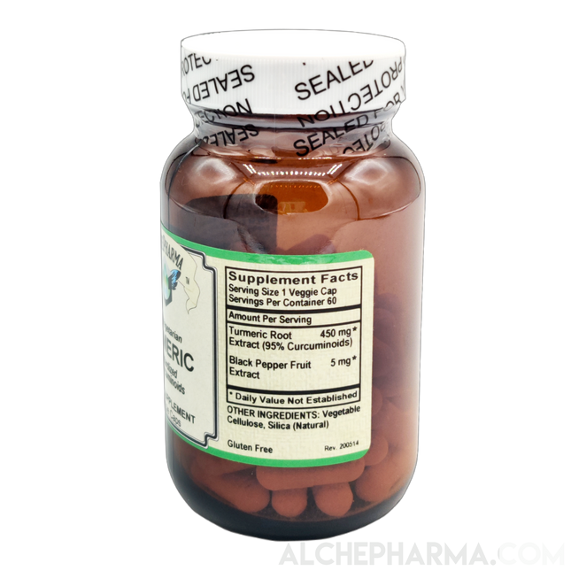 Turmeric (95% Curcuminoids - 450 mg - Gluten Free)-AlchePharma