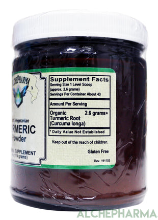 Turmeric Organic Powder- 100% Pure Full Spectrum Turmeric Root Powder 114 grams ( curcuma longa )-Herb-AlchePharma