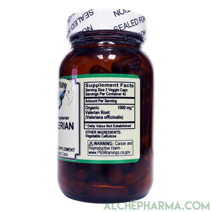Valerian Root 500mg Capsules- Organic Valeriana officinalis-AlchePharma