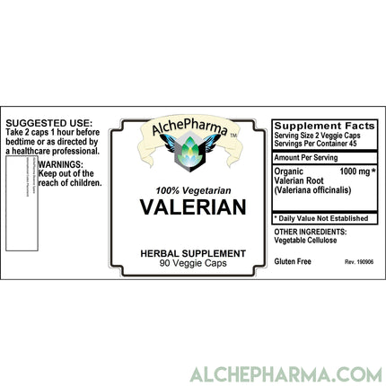 Valerian Root 500mg Capsules- Organic Valeriana officinalis-AlchePharma