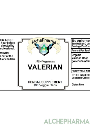 Valerian Root 500mg Capsules- Organic Valeriana officinalis-AlchePharma