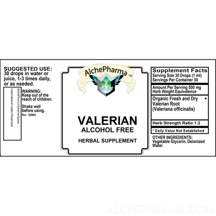 Valerian Root Tincture ( Organic Fresh and Dry, Alcohol Free) Valeriana officinalis-Herbs-AlchePharma
