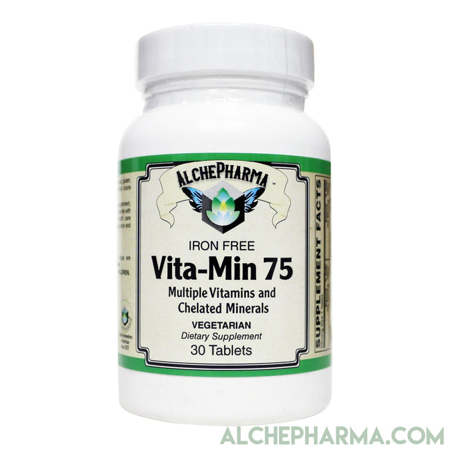 Vita-Min 75- One a Day, Comprehensive Multivitamin Mineral formula w/ Iodine and Betaine HCL - -Iron Free-Multi Vitamin-AlchePharma