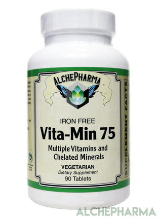 Vita-Min 75- One a Day, Comprehensive Multivitamin Mineral formula w/ Iodine and Betaine HCL - -Iron Free-Multi Vitamin-AlchePharma