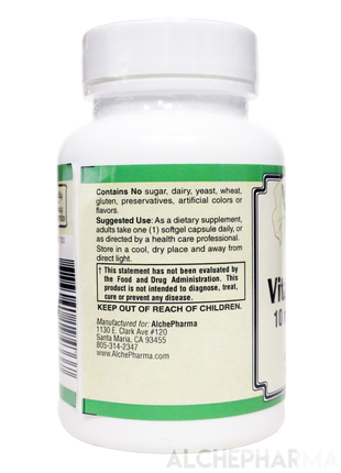 Vitamin D-3 10 mcg ( 400 IU ) Natural, Highly bioavailable from Lanolin - Softgel-Vitamins-AlchePharma
