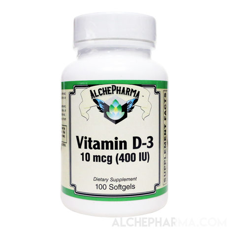 Vitamin D-3 10 mcg ( 400 IU ) Natural, Highly bioavailable from Lanolin - Softgel-Vitamins-AlchePharma