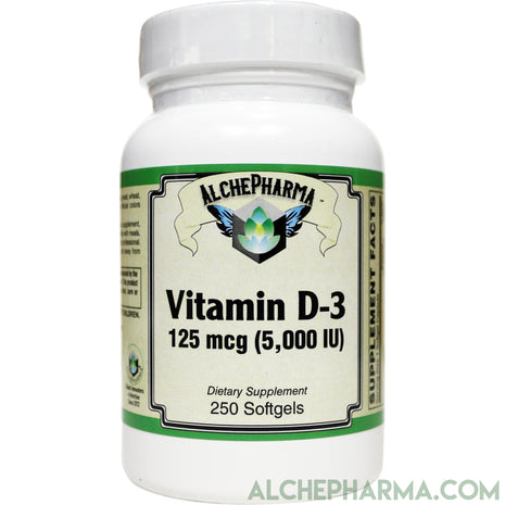 Vitamin D-3 125 mcg (5,000 IU) from Lanolin in a base of Safflower oil-Vitamin-AlchePharma