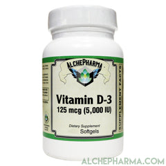 Vitamin D-3 125 mcg (5,000 IU) from Lanolin in a base of Safflower oil-Vitamin-AlchePharma
