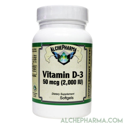 Vitamin D-3 50 mcg (2,000 IU) from Lanolin in a base of Safflower oil-d 3-AlchePharma