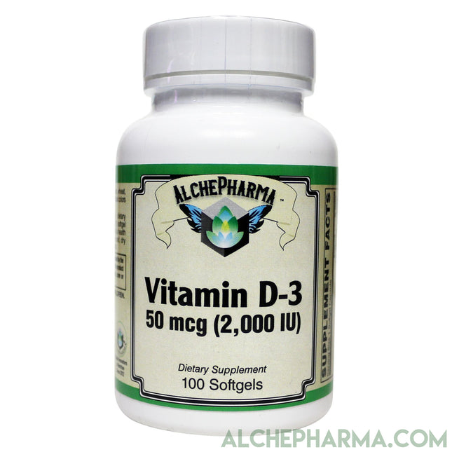 Vitamin D-3 50 mcg (2,000 IU) from Lanolin in a base of Safflower oil-d 3-AlchePharma