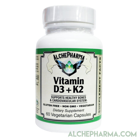Vitamin D3+K2 (2,500IU+45mcg)-60 Vcaps-MenaquinGold™ (MK-7)-AlchePharma