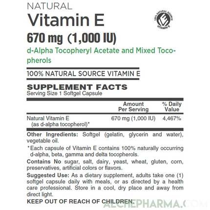 Vitamin-E 1,000 Natural Mixed Tocopherols-Vitamin-AlchePharma