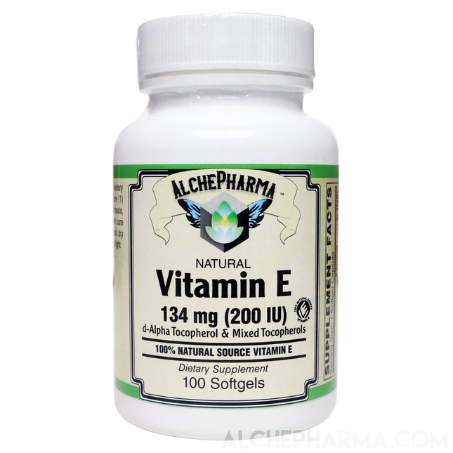 Vitamin E 134 mg (200 IU) 100% Natural Mixed Tocopherols D-Alpha form-Vitamins & Supplements-AlchePharma