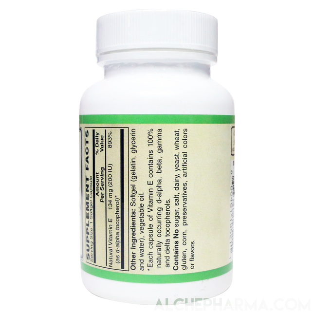 Vitamin E 134 mg (200 IU) 100% Natural Mixed Tocopherols D-Alpha form-Vitamins & Supplements-AlchePharma