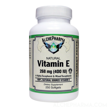 Vitamin E 268 mg (400 IU) 100% Natural Mixed Tocopherols D-Alpha form-AlchePharma