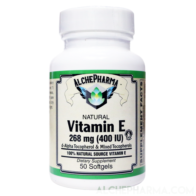 Vitamin E 268 mg (400 IU) 100% Natural Mixed Tocopherols D-Alpha form-AlchePharma