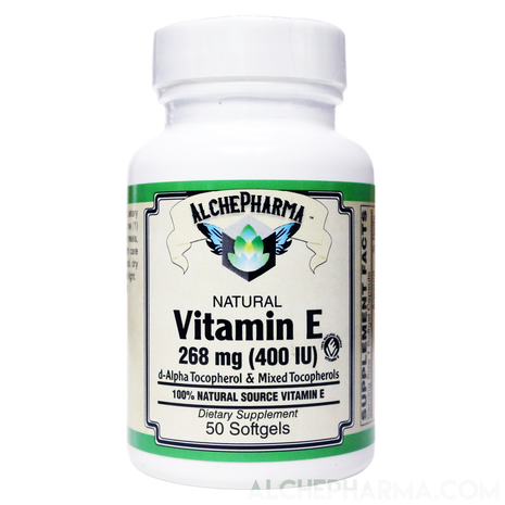 Vitamin E 268 mg (400 IU) 100% Natural Mixed Tocopherols D-Alpha form-AlchePharma