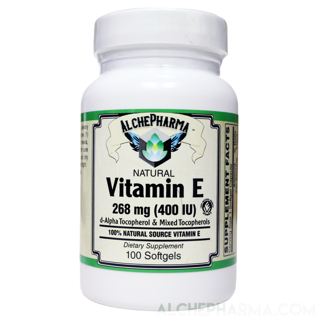 Vitamin E 268 mg (400 IU) 100% Natural Mixed Tocopherols D-Alpha form-AlchePharma