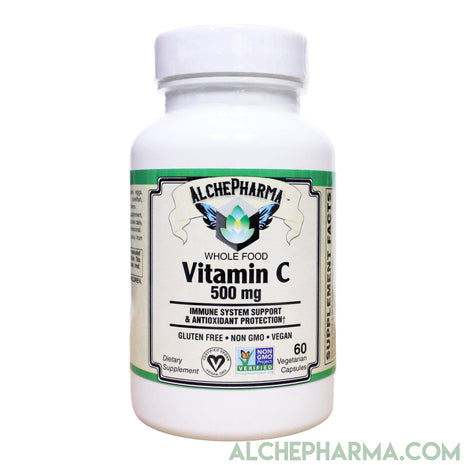 Whole Food Vitamin C ( Acerola Extract, Whole Food Blend ) 500mg = 2caps - Vegan-Anti-Oxidant-AlchePharma