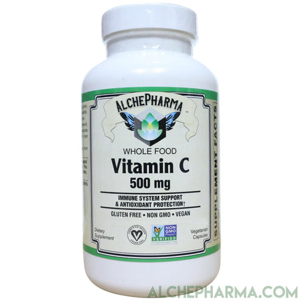 Whole Food Vitamin C ( Acerola Extract, Whole Food Blend ) 500mg = 2caps - Vegan-Anti-Oxidant-AlchePharma