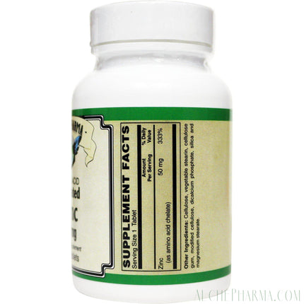 Zinc High Potency (Amino Acid Chelate) 50 mg.-Minerals-AlchePharma-100 Tabs-AlchePharma