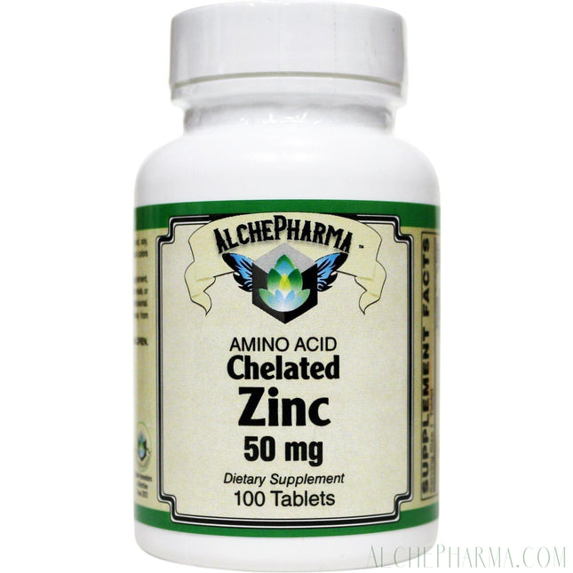 Zinc High Potency (Amino Acid Chelate) 50 mg.-Minerals-AlchePharma-100 Tabs-AlchePharma