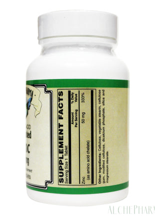 Zinc 50 mg. with natural amino acid chelation.-Minerals-AlchePharma