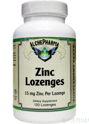 Zinc Lozenges ( Citrate / Gluconate ) 15 Mg. 60 lz w/ Slippery Elm & Bee Propolis - AlchePharma